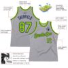 Custom Gray Neon Green-Navy Authentic Throwback Basketball Jersey