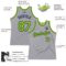 Custom Gray Neon Green-Navy Authentic Throwback Basketball Jersey