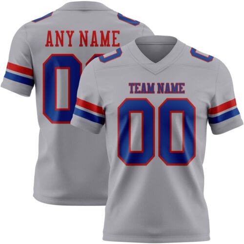 Custom Gray Royal-Red Authentic Football Jersey