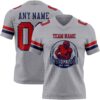 Custom Gray Red-Navy Authentic Football Jersey