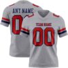 Custom Gray Red-Navy Authentic Football Jersey
