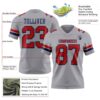 Custom Gray Red-Navy Authentic Football Jersey