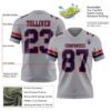 Custom Gray Navy-Red Authentic Football Jersey