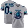 Custom Gray Navy-Teal Authentic Football Jersey