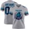 Gray1107-1 Custom Gray Navy-Teal Authentic Football Jersey