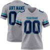 Custom Gray Navy-Teal Authentic Football Jersey
