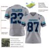 Custom Gray Navy-Teal Authentic Football Jersey