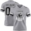 Custom Gray Black-White Authentic Football Jersey