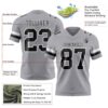 Custom Gray Black-White Authentic Football Jersey