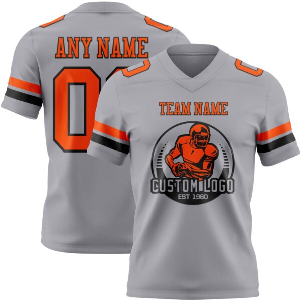 Custom Gray Orange-Black Authentic Football Jersey