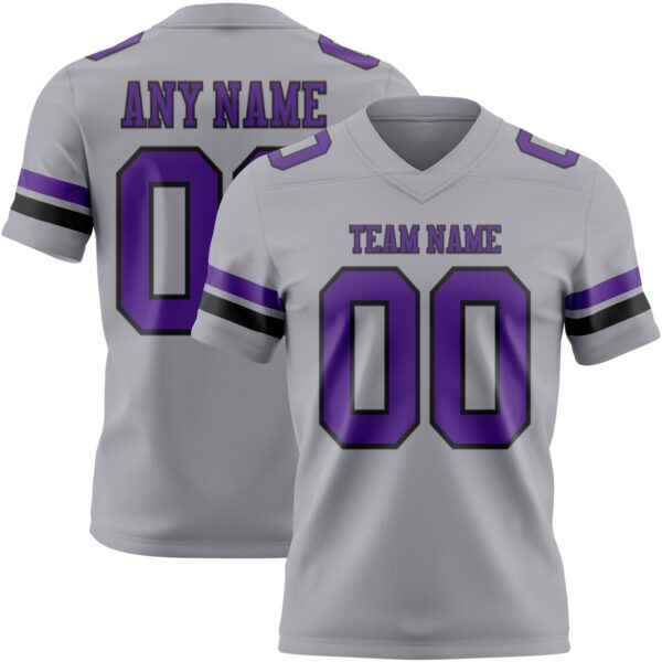Custom Gray Purple-Black Authentic Football Jersey