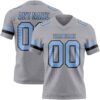 Custom Gray Light Blue-Black Authentic Football Jersey