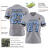 Custom Gray Light Blue-Black Authentic Football Jersey
