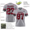 Custom Gray Cardinal-Black Authentic Football Jersey
