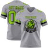 Custom Gray Neon Green-Black Authentic Football Jersey