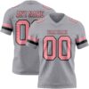 Custom Gray Medium Pink-Black Authentic Football Jersey