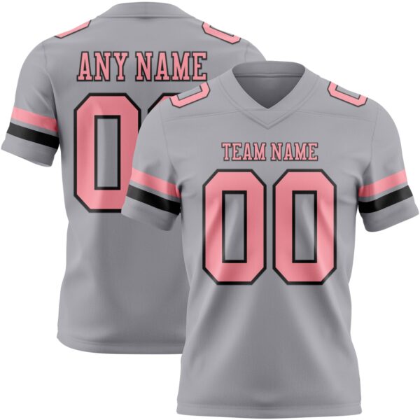 Custom Gray Medium Pink-Black Authentic Football Jersey
