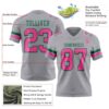 Custom Gray Pink-Kelly Green Authentic Football Jersey