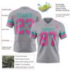 Custom Gray Pink-Aqua Authentic Football Jersey