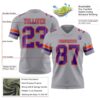 Custom Gray Purple-Orange Authentic Football Jersey