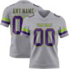 Custom Gray Purple-Neon Green Authentic Football Jersey