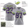Custom Gray Purple-Neon Green Authentic Football Jersey