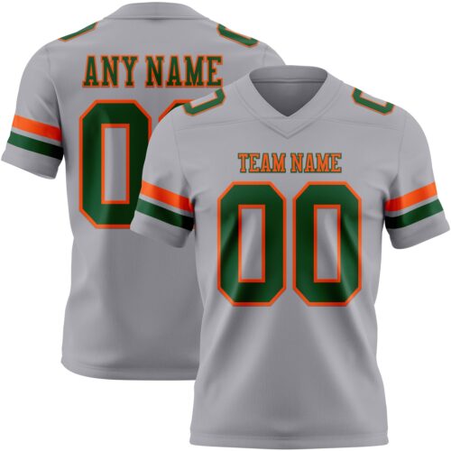 Gray1137 Custom Gray Green-Orange Authentic Football Jersey