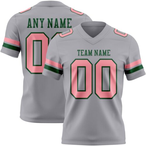Gray1138 Custom Gray Medium Pink-Green Authentic Football Jersey