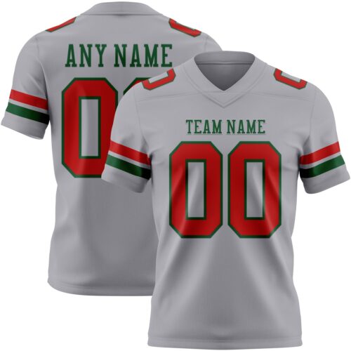 Gray1139 Custom Gray Red-Green Authentic Football Jersey