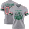 Custom Gray Medium Pink-Kelly Green Authentic Football Jersey
