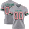 Custom Gray Medium Pink-Kelly Green Authentic Football Jersey