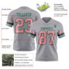 Custom Gray Medium Pink-Kelly Green Authentic Football Jersey