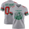 Custom Gray Red White-Kelly Green Authentic Football Jersey