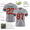 Custom Gray Red White-Kelly Green Authentic Football Jersey
