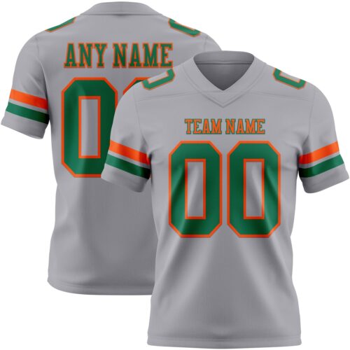 Gray1144 Custom Gray Kelly Green-Orange Authentic Football Jersey