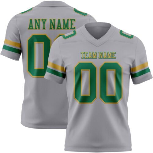 Gray1145 Custom Gray Kelly Green-Old Gold Authentic Football Jersey