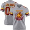 Custom Gray Crimson-Gold Authentic Football Jersey