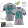 Custom Gray Aqua-Crimson Authentic Football Jersey