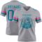 Gray1151-1 Custom Gray Teal White-Pink Authentic Football Jersey