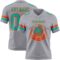 Gray1155-1 Custom Gray Aqua-Orange Authentic Football Jersey