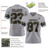 Custom Gray Olive-Black Authentic Football Jersey