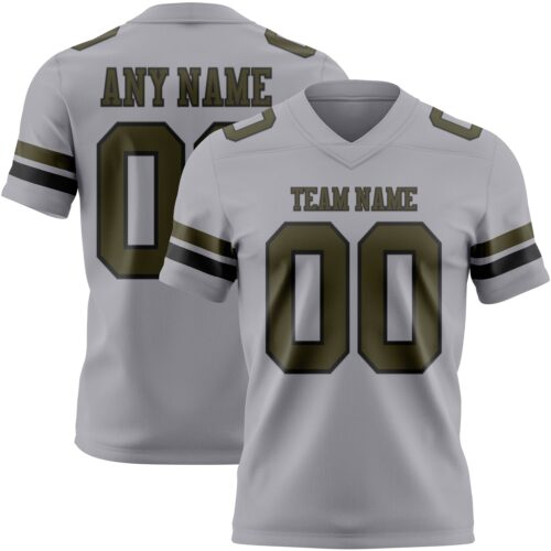 Gray1156 Custom Gray Olive-Black Authentic Football Jersey