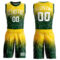 Custom Green White-Gold Round Neck Sublimation Basketball Suit Jersey