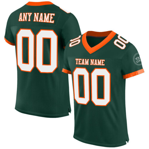Green0222 Custom Green White-Orange Mesh Authentic Football Jersey