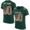 Green0232 Custom Green Vintage USA Flag-City Cream Mesh Authentic Football Jersey