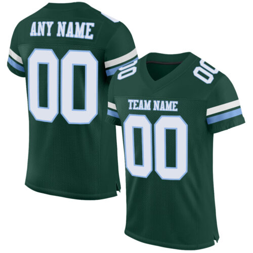 Green0235 Custom Green White-Light Blue Mesh Authentic Football Jersey