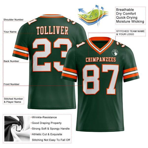 Custom Green White-Orange Authentic Football Jersey