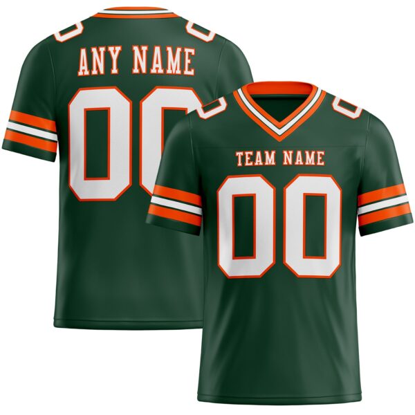 Custom Green White-Orange Authentic Football Jersey