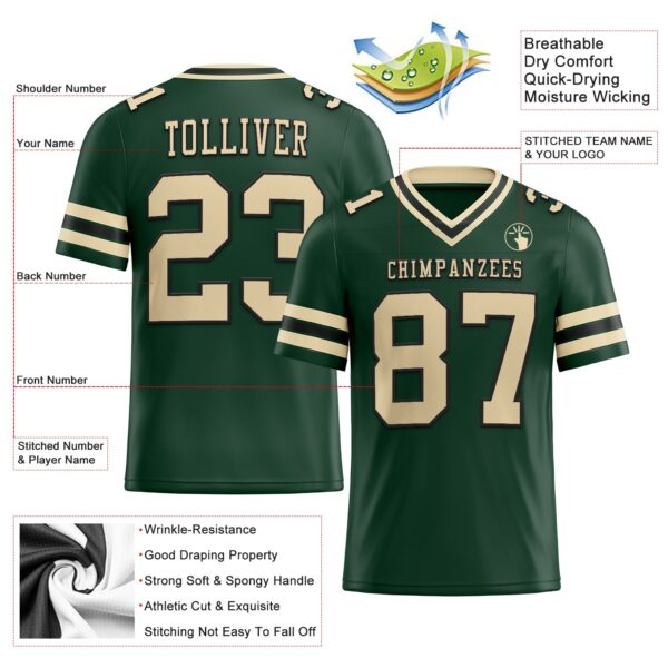 Custom Green City Cream-Black Authentic Football Jersey