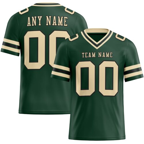 Custom Green City Cream-Black Authentic Football Jersey
